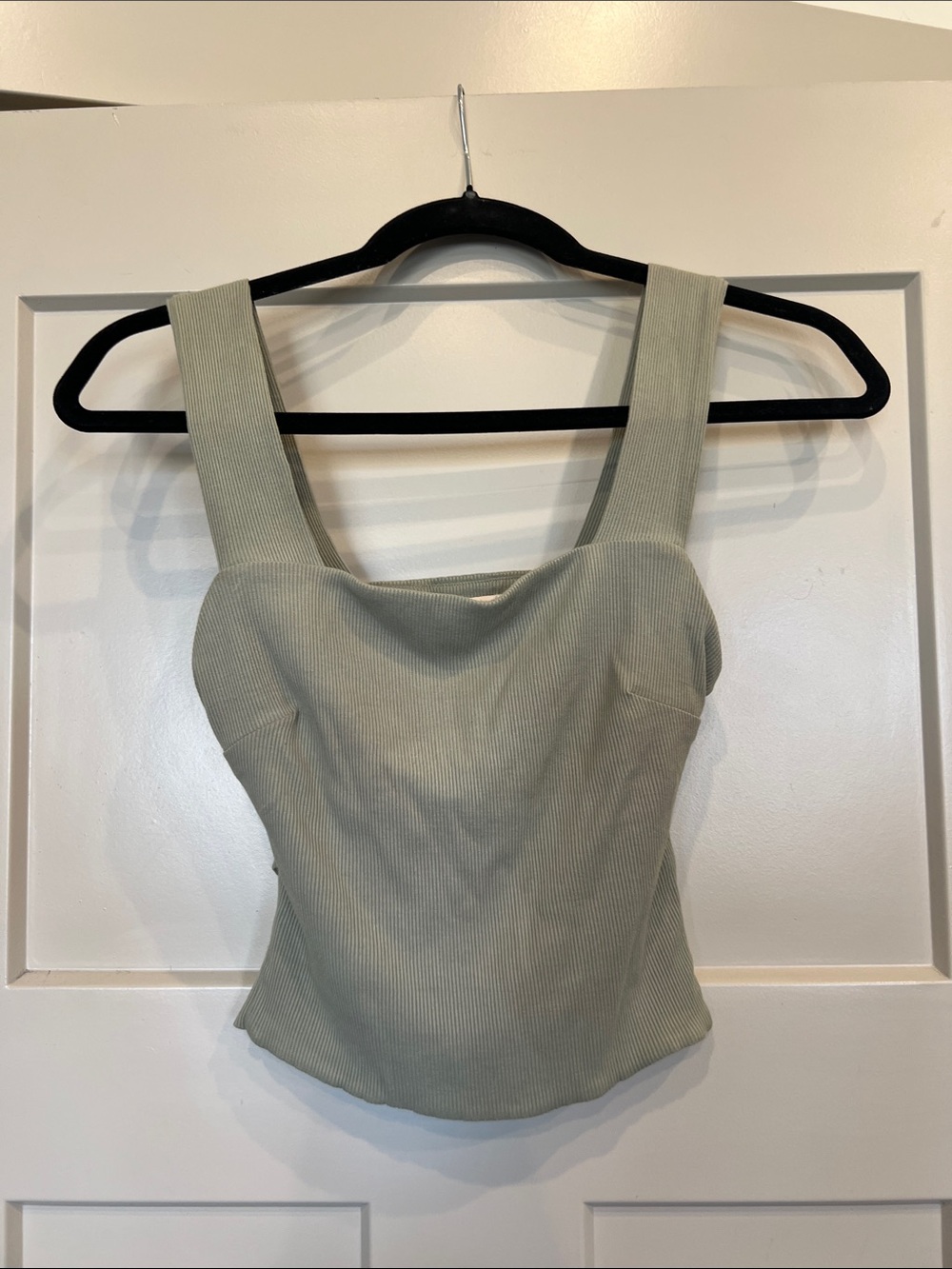 ILLA ILLA Square Neck Ribbed Cami in Sage Green turquoise size small